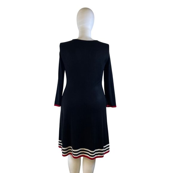 JH Women's Black Striped Hem A-Line Dress 3/4 Sleeve Sz XL - New - Picture 4 of 11